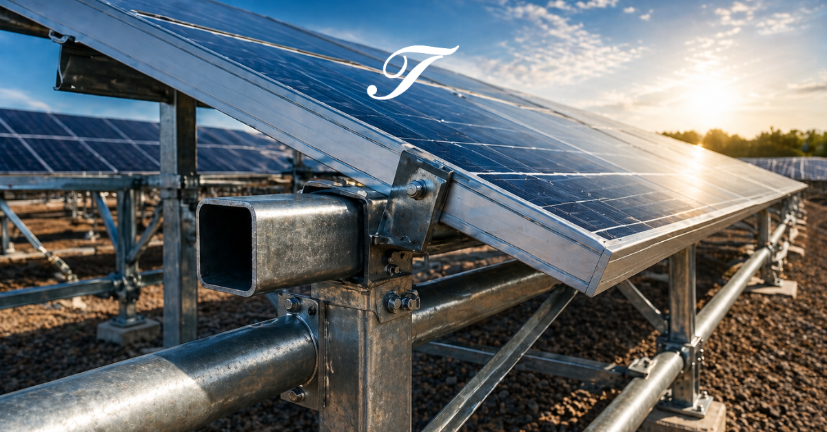 Estrutura metálica com tubos de aço para painéis solares Estrutura metálica com tubos de aço para painéis solares