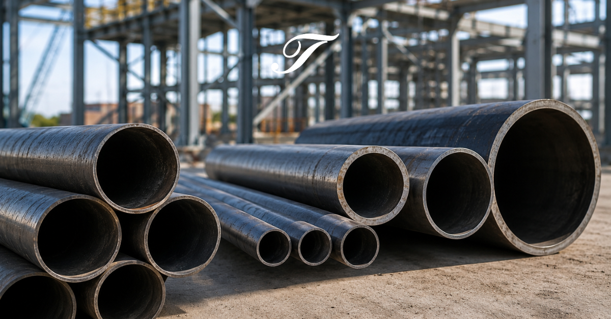 Tubos de aço utilizados em projeto industrial com diferentes especificações técnicas. Tubos de aço utilizados em projeto industrial com diferentes especificações técnicas.