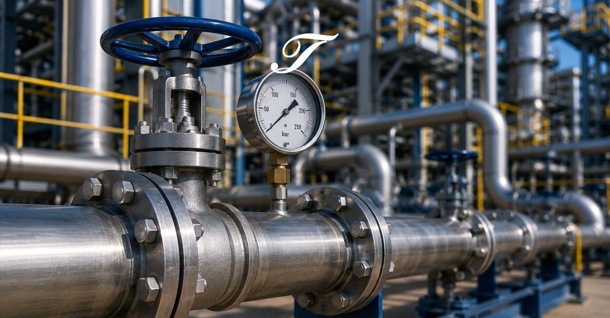 Tubos de aço utilizados em sistema de condução de fluidos sob pressão em ambiente industrial. Tubos de aço utilizados em sistema de condução de fluidos sob pressão em ambiente industrial.